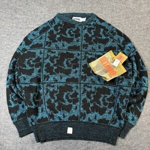 VTG 90s Gitano NWT Acrylic Printed Knit Sweater Mens L Grandpa Core USA Made
